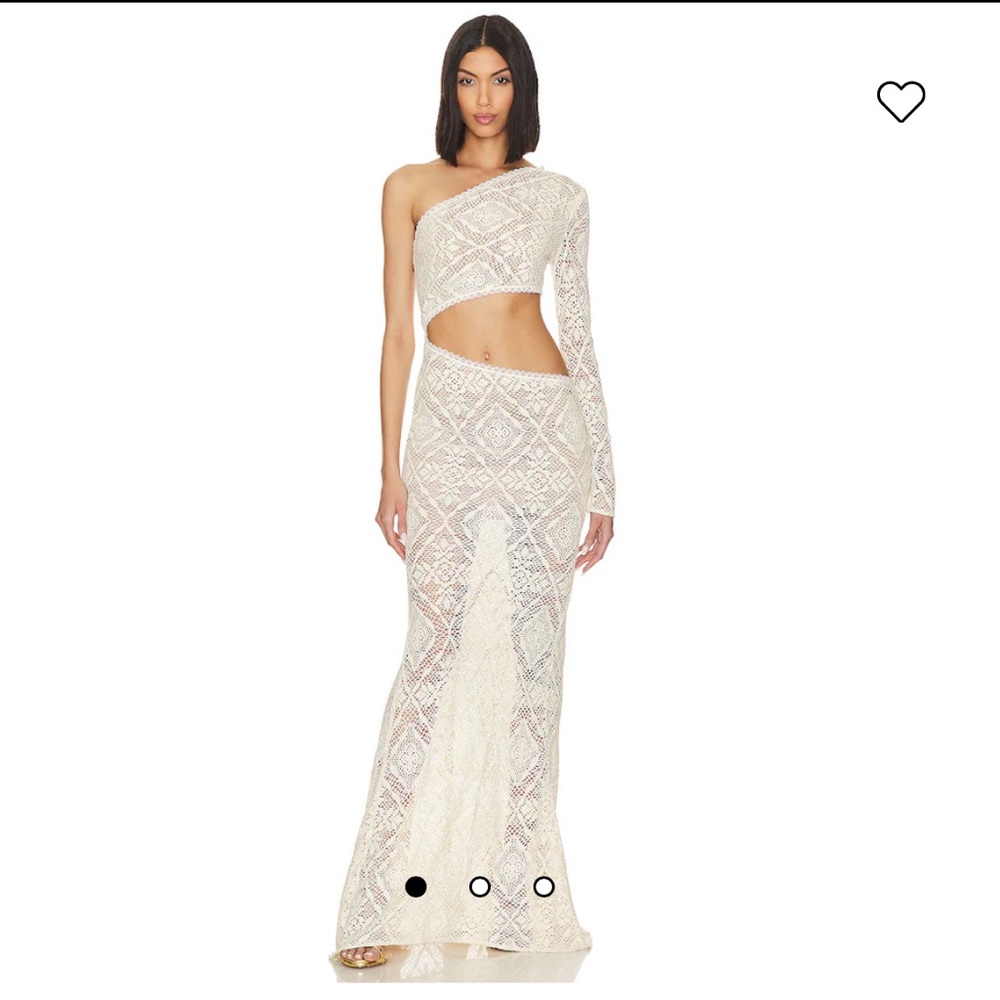 NWT Bronx and Banco: Ameena Cut Out One Shoulder Gown in Cream (sold on Revolve)